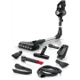 Stick vacuum Bosch BCS711PET — belaidis 18 V, 40 min veikimo laikas, 0,3 L be maišelio, kietoms grindims ir kilimams, raudona/juoda