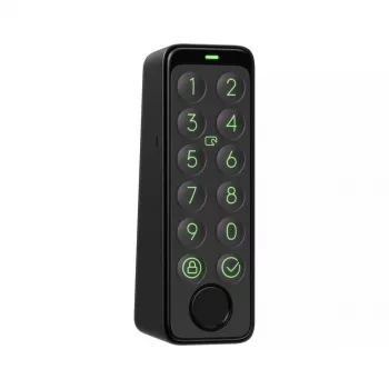 Išmaniojo durų užrakto SwitchBot Keypad Touch klaviatūra – prieiga kodais ir pirštų atspaudais, juoda, CR123A baterijos, belaidė, 38×36×112 mm