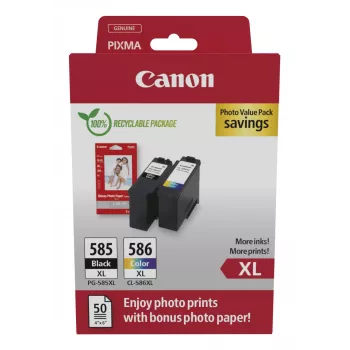 Canon PG-585XL/CL-586 PVP rašalo kasetė 2 vnt. Originalius Didelio (XL) našumo Juoda, Žalsvai mėlyna, Purpurinė, Geltona