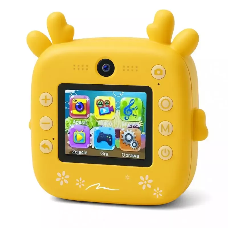 Vaikų skaitmeninis fotoaparatas MEDIA-TECH SNAPI MT4108 — 8 MP interpoliuota, 1280x720 LCD, 1000 mAh, USB-C, microSD lizdas, geltona