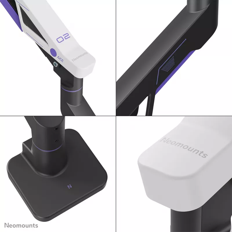 Neomounts DS70-256BL1 žaidimų monitoriaus laikiklis 24–57 colių ekranams, dujinė spyruoklė, Topfix, 30 kg talpa, VESA 75–200 mm