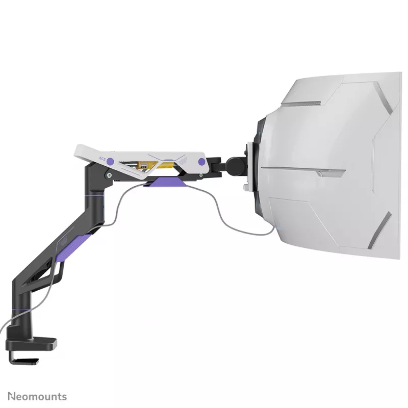 Neomounts DS70-256BL1 žaidimų monitoriaus laikiklis 24–57 colių ekranams, dujinė spyruoklė, Topfix, 30 kg talpa, VESA 75–200 mm