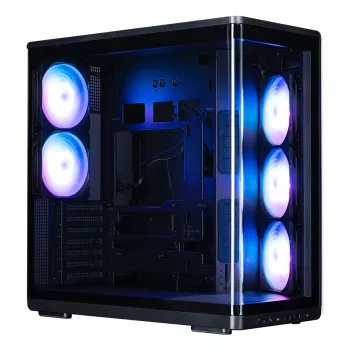 ZALMAN P60 Juoda kompiuterio Midi Tower korpusas — ATX/Mini-ITX, grūdintas stiklas, 3×120 mm šoniniai + 2×120 mm galiniai ventiliatoriai, 290×475×478 mm