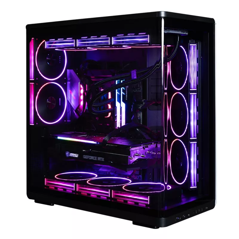 ZALMAN P60 Juoda kompiuterio Midi Tower korpusas — ATX/Mini-ITX, grūdintas stiklas, 3×120 mm šoniniai + 2×120 mm galiniai ventiliatoriai, 290×475×478 mm
