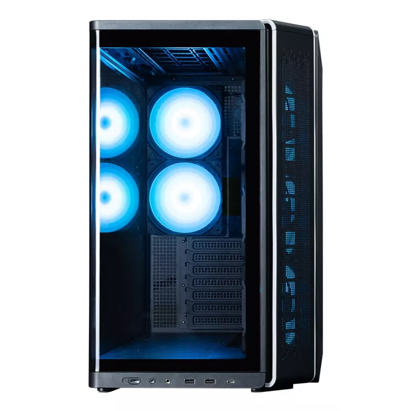 ZALMAN P60 Juoda kompiuterio Midi Tower korpusas — ATX/Mini-ITX, grūdintas stiklas, 3×120 mm šoniniai + 2×120 mm galiniai ventiliatoriai, 290×475×478 mm