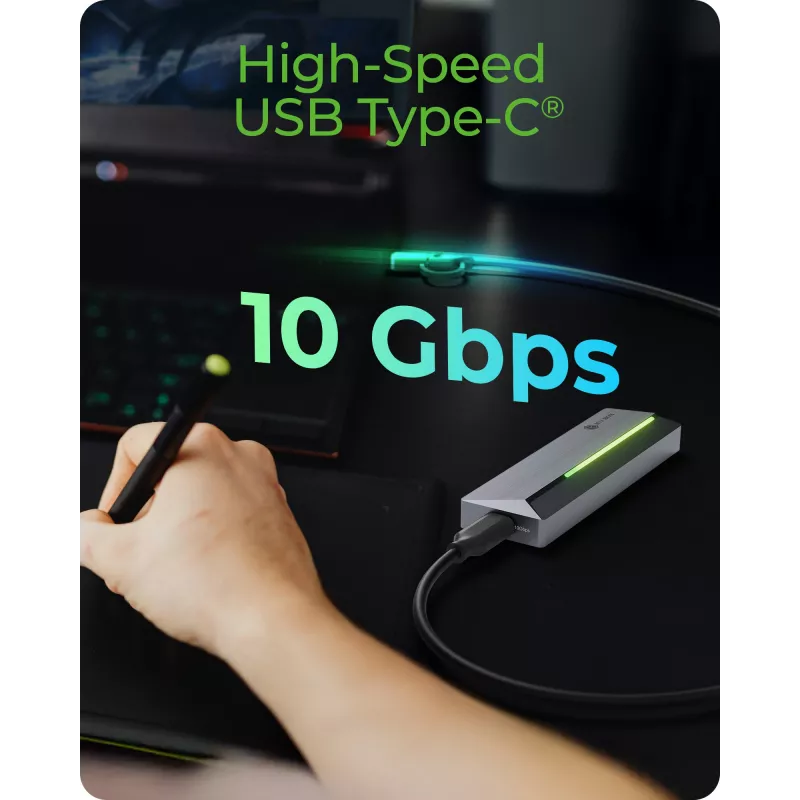 ICY BOX M.2 SATA/NVMe SSD Enclosure su USB 3.2 Gen 2 Type-C and RGB light
