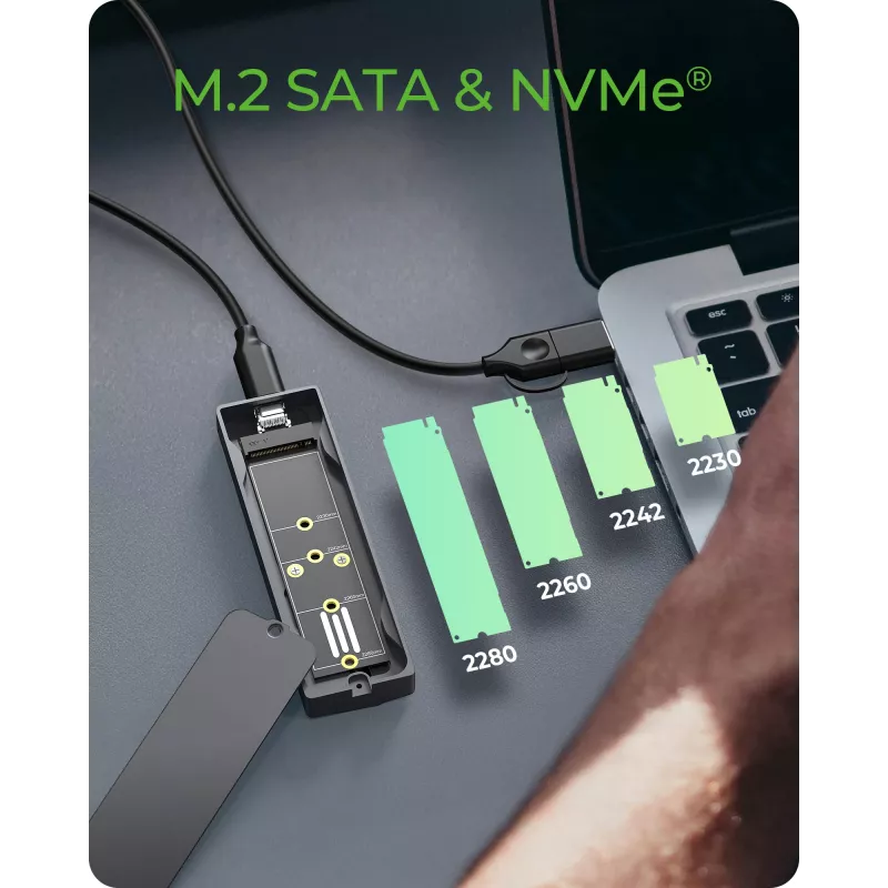 ICY BOX M.2 SATA/NVMe SSD Enclosure su USB 3.2 Gen 2 Type-C and RGB light