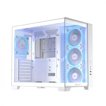 PC korpusas ASUS A32 PLUS/WT/TG/ARGB Mid Tower, baltas, ATX, grūdintas stiklas, ARGB, USB-C, palaiko iki 420 mm GPU