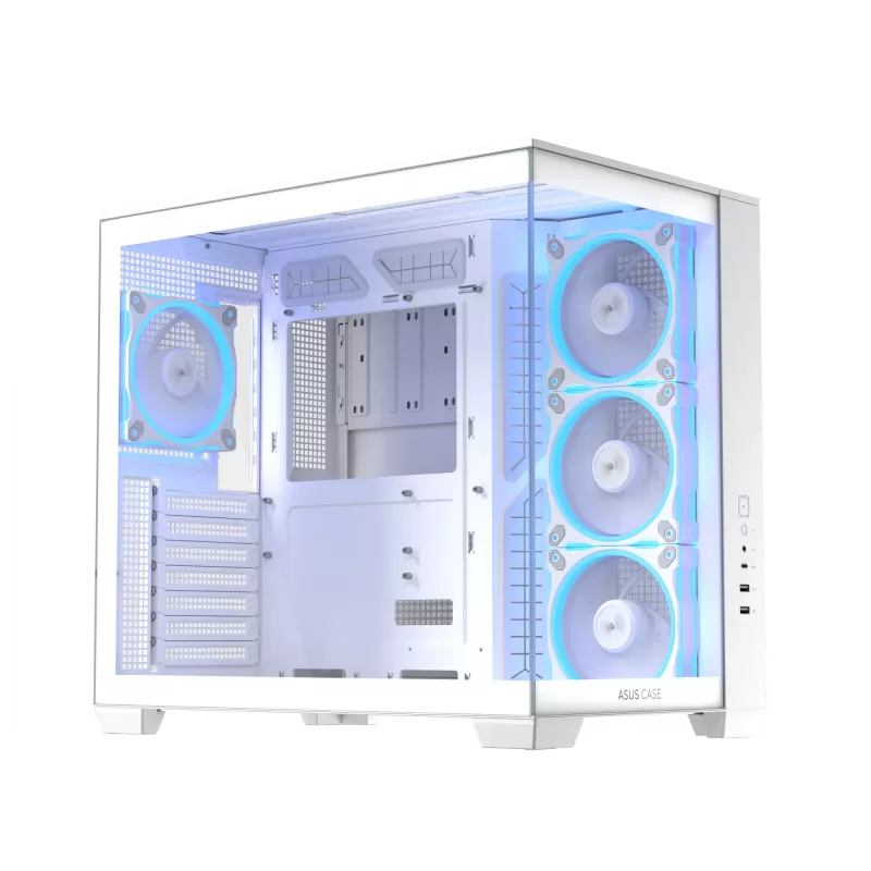 PC korpusas ASUS A32 PLUS/WT/TG/ARGB Mid Tower, baltas, ATX, grūdintas stiklas, ARGB, USB-C, palaiko iki 420 mm GPU