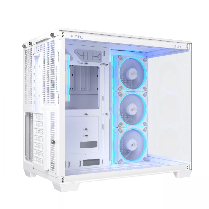 PC korpusas ASUS A32 PLUS/WT/TG/ARGB Mid Tower, baltas, ATX, grūdintas stiklas, ARGB, USB-C, palaiko iki 420 mm GPU