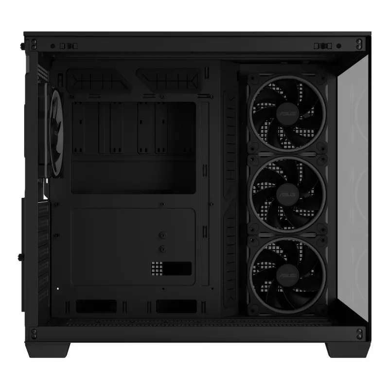 PC korpusas ASUS A32 PLUS ATX, juodas — grūdintas stiklas, RGB ventiliatoriai, USB-C, palaiko ATX/Micro-ATX/Mini-ITX
