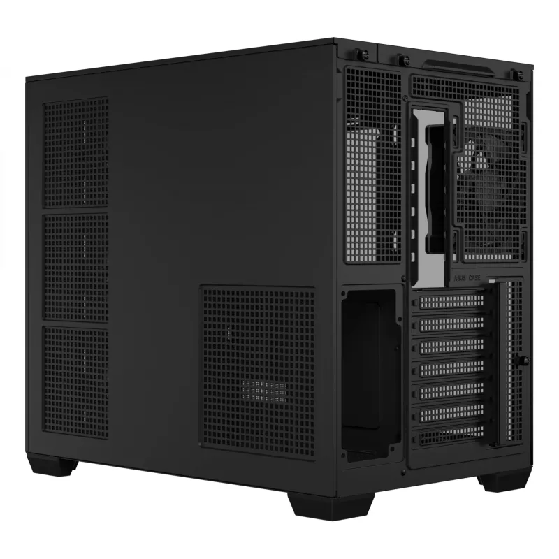 PC korpusas ASUS A32 PLUS ATX, juodas — grūdintas stiklas, RGB ventiliatoriai, USB-C, palaiko ATX/Micro-ATX/Mini-ITX