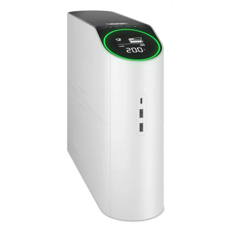 APC Back-UPS Pro, 2200VA/1320W, Tower, 230V, 4x Schuko ir 2x IEC C13 lizdai, RGB lemputės, gryna sinusinė banga, Arctic (balta)
