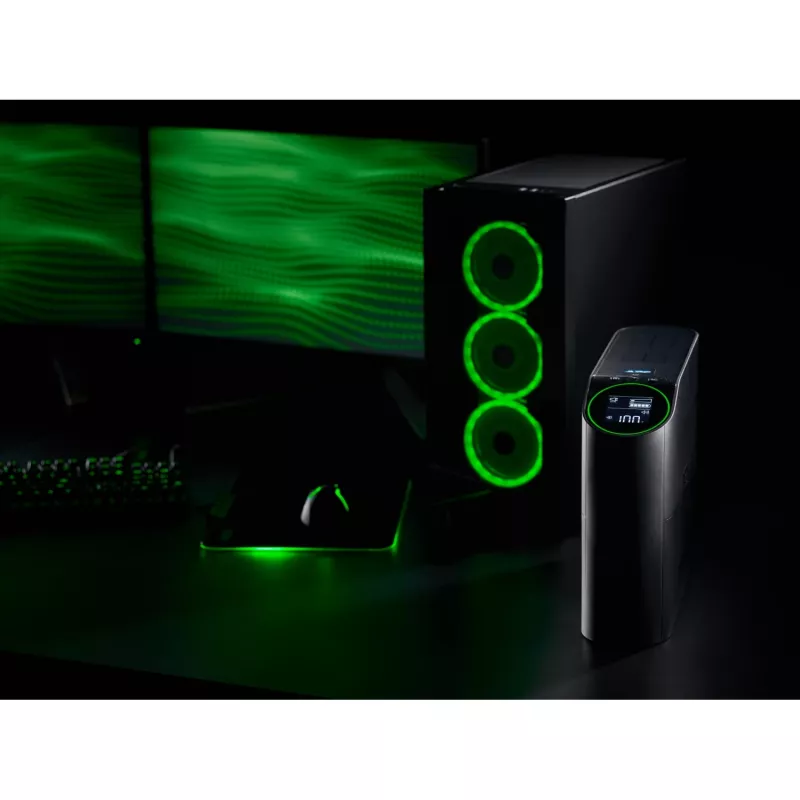 APC Back-UPS Pro, 2200VA/1320W, Tower, 230V, 4x Schuko ir 2x IEC C13 lizdai, RGB lemputės, gryna sinusinė banga, Arctic (balta)