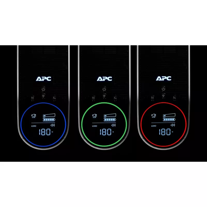 APC Back-UPS Pro, 2200VA/1320W, Tower, 230V, 4x Schuko ir 2x IEC C13 lizdai, RGB lemputės, gryna sinusinė banga, Arctic (balta)