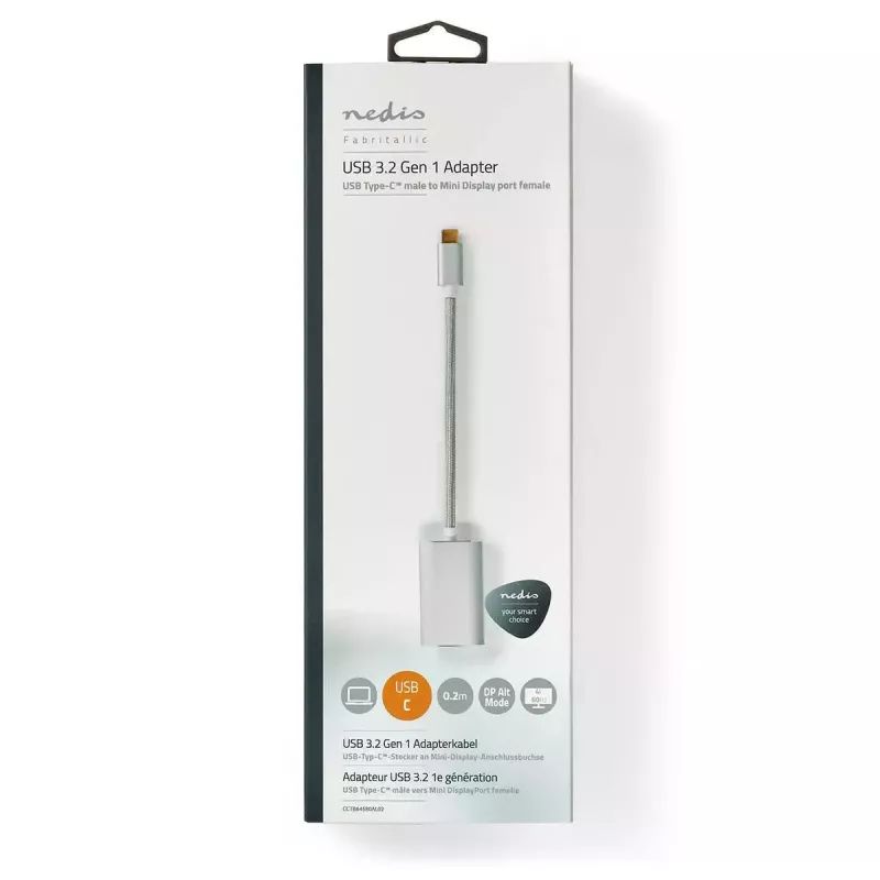 Vaizdo kabelio adapteris Nedis CCTB64580AL02 0,2 m USB Type-C Mini DisplayPort