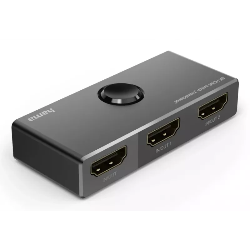 HAMA 8K HDMI dvikryptis perjungiklis — 1 įėjimas 2 išėjimai / 2 įėjimai 1 išėjimas, modelis 00205324
