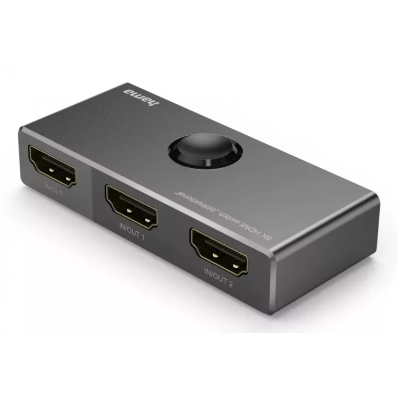 HAMA 8K HDMI dvikryptis perjungiklis — 1 įėjimas 2 išėjimai / 2 įėjimai 1 išėjimas, modelis 00205324