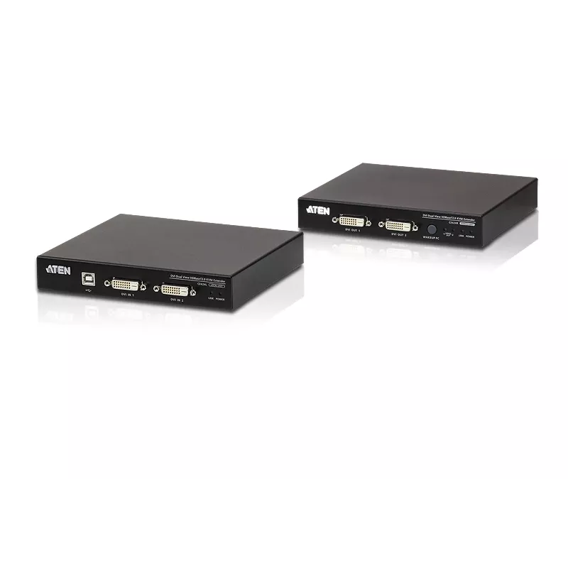 ATEN USB 2.0 DVI Dual View HDBaseT 2.0 KVM plėtiklis su garsu ir RS232 (150 m)
