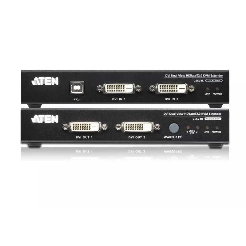 ATEN USB 2.0 DVI Dual View HDBaseT 2.0 KVM plėtiklis su garsu ir RS232 (150 m)
