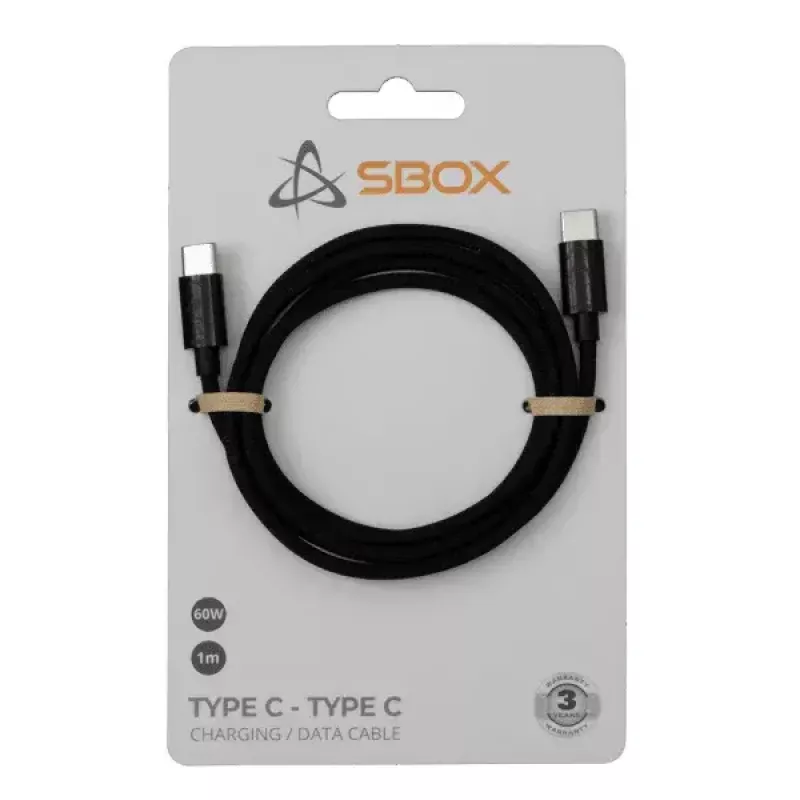 SBOX kabelis USB TYPE C -> USB TYPE C M/M 1M Juoda 60W