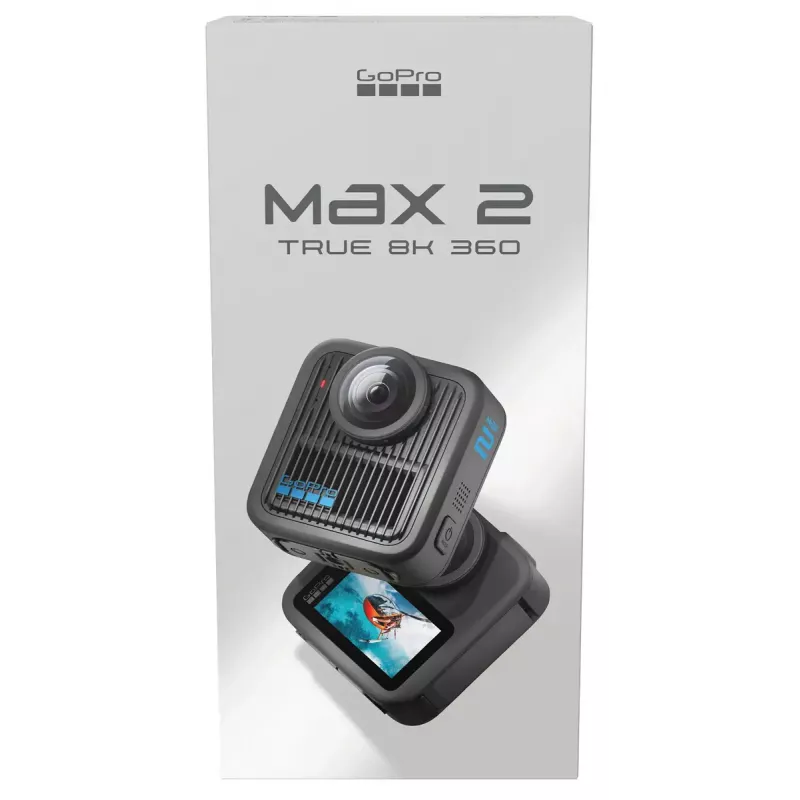 Veiksmo kamera GoPro MAX 2 – 29,5 MP, 8K itin didelės raiškos vaizdo įrašas 100 kadrų per sekundę, GPS, „Wi‑Fi“, įmontuotas LCD ekranas