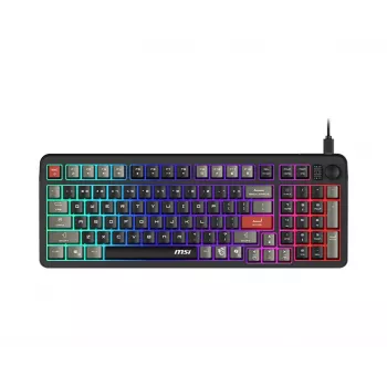 Klaviatūra MSI Forge GK110 — Viso dydžio (100 %), USB laidinė, QWERTY JAV anglų, membraninė, RGB apšvietimas, 97 klavišai, juoda