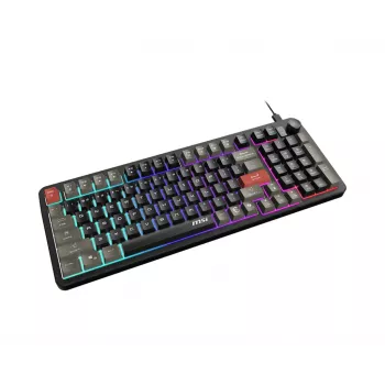Klaviatūra MSI Forge GK110 — Viso dydžio (100 %), USB laidinė, QWERTY JAV anglų, membraninė, RGB apšvietimas, 97 klavišai, juoda
