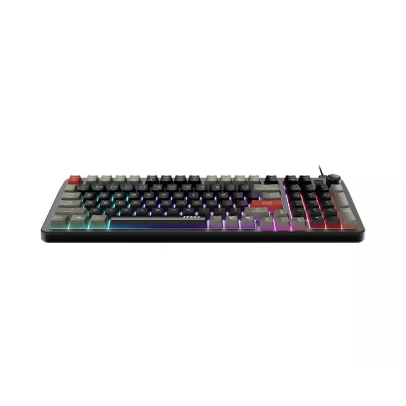 Klaviatūra MSI Forge GK110 — Viso dydžio (100 %), USB laidinė, QWERTY JAV anglų, membraninė, RGB apšvietimas, 97 klavišai, juoda