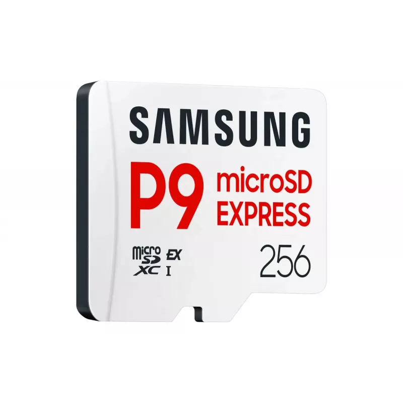 „microSDXC“ atminties kortelė „Samsung P9 Express“ 256 GB – UHS-I, skaitymo greitis 800 MB/s, V30, U1, patvari