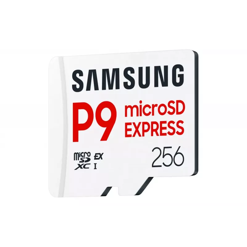 „microSDXC“ atminties kortelė „Samsung P9 Express“ 256 GB – UHS-I, skaitymo greitis 800 MB/s, V30, U1, patvari