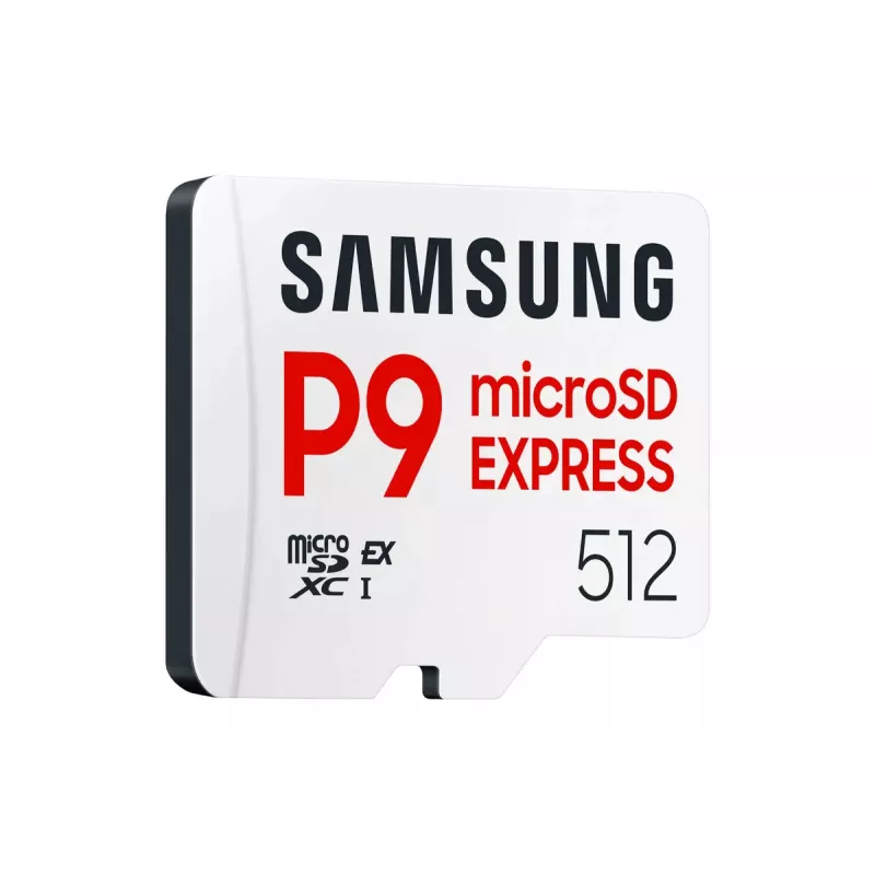 „Samsung P9 Express“ „microSDXC“ atminties kortelė, 512 GB, UHS-I, skaitymo greitis 800 MB/s, V30, U1, balta
