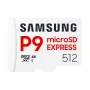 „Samsung P9 Express“ „microSDXC“ atminties kortelė, 512 GB, UHS-I, skaitymo greitis 800 MB/s, V30, U1, balta