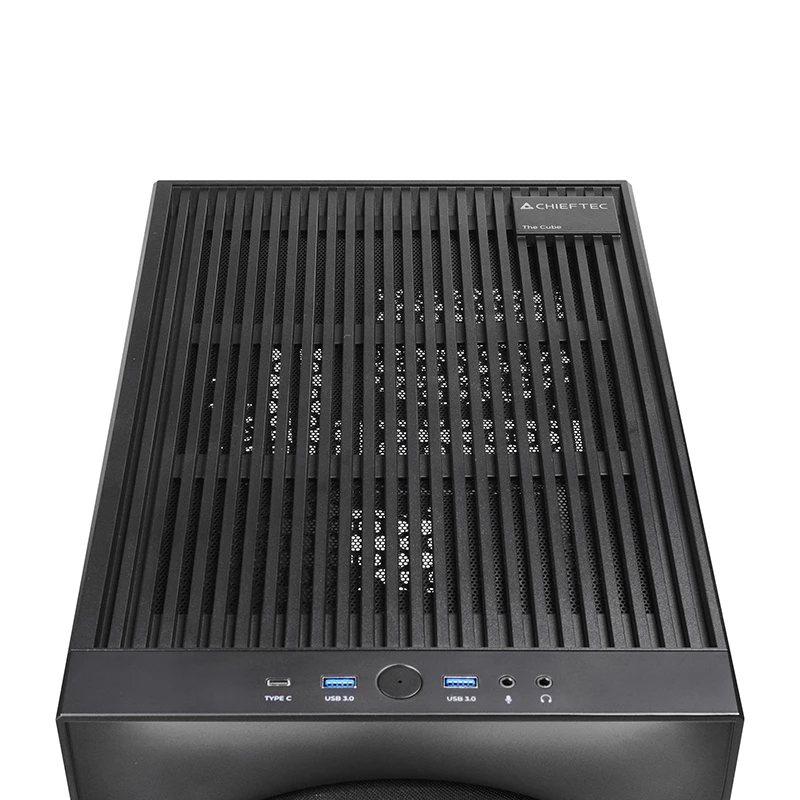 Kompiuterio korpusas CHIEFTEC CI-03B-OP Cube Juoda — Kubo formos faktorius, palaiko Micro ATX/Mini-ITX, 2x3,5 colio + 2x2,5 colio, 1x200 mm priekinis ventiliatorius