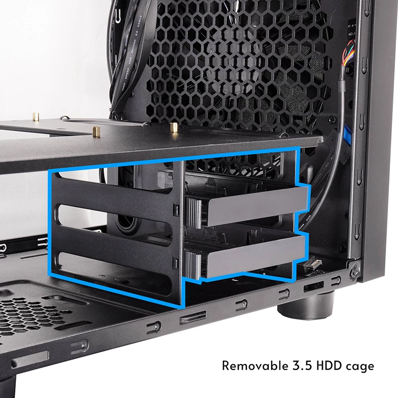 Kompiuterio korpusas CHIEFTEC CI-03B-OP Cube Juoda — Kubo formos faktorius, palaiko Micro ATX/Mini-ITX, 2x3,5 colio + 2x2,5 colio, 1x200 mm priekinis ventiliatorius