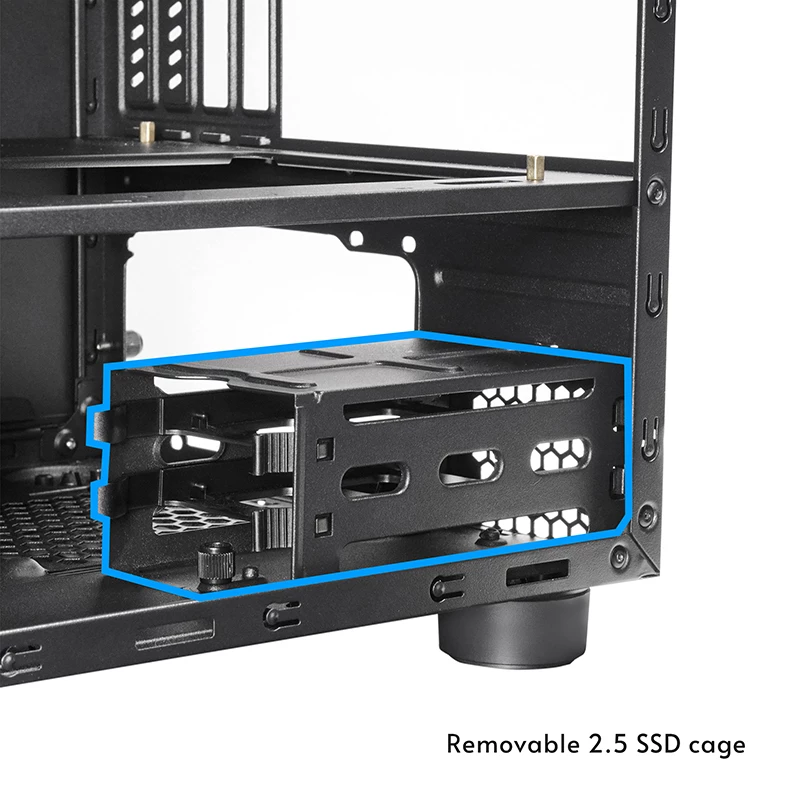 Kompiuterio korpusas CHIEFTEC CI-03B-OP Cube Juoda — Kubo formos faktorius, palaiko Micro ATX/Mini-ITX, 2x3,5 colio + 2x2,5 colio, 1x200 mm priekinis ventiliatorius