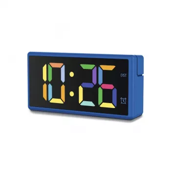 Skaitmeninis žadintuvas Hama Ibiza mėlynas LCD maitinamas baterijomis USB 150x34x73mm