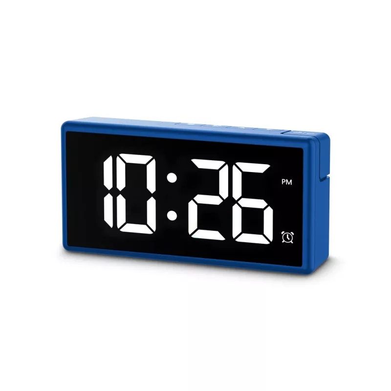 Skaitmeninis žadintuvas Hama Ibiza mėlynas LCD maitinamas baterijomis USB 150x34x73mm
