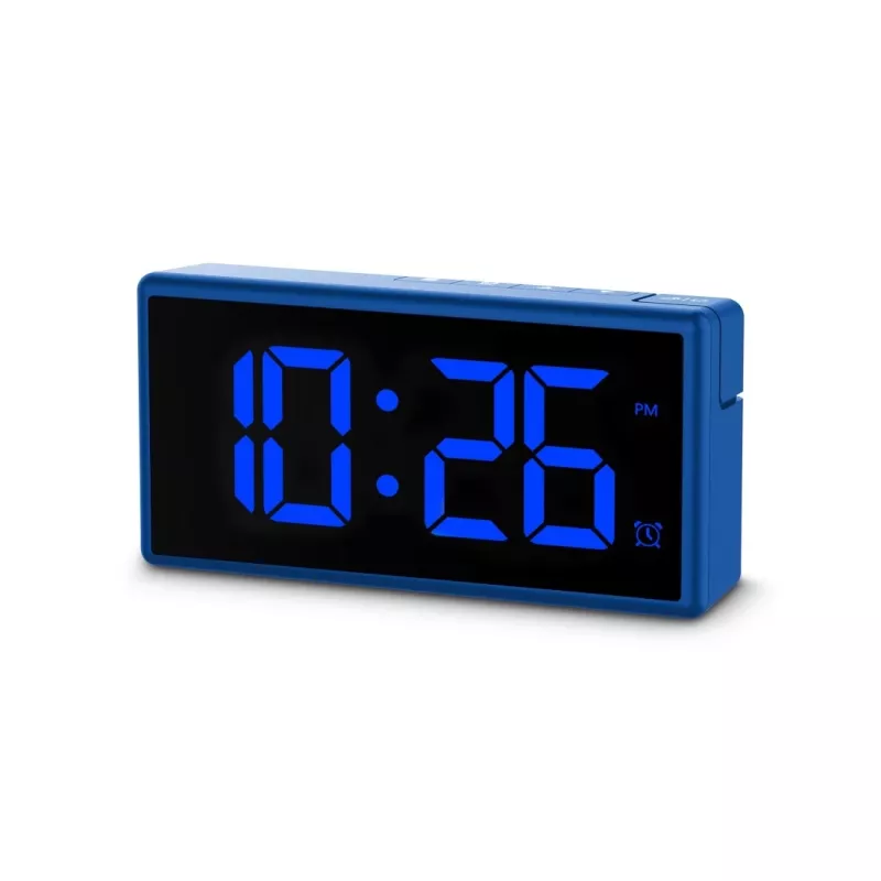 Skaitmeninis žadintuvas Hama Ibiza mėlynas LCD maitinamas baterijomis USB 150x34x73mm