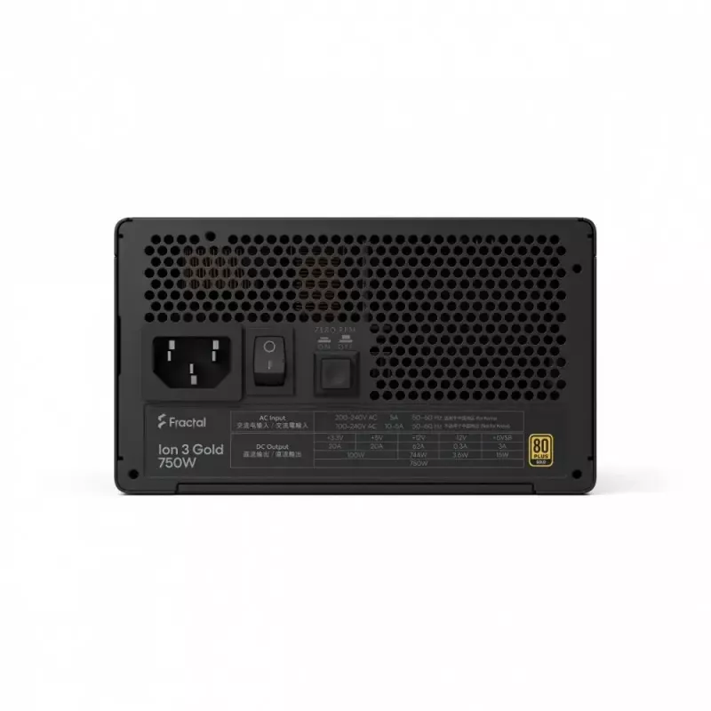 Maitinimo blokas fractal design FDE Ion 3 GOLD 750W 80+ GOLD Juoda, modulinis ATX, 750W išvestis
