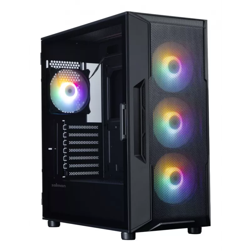 ZALMAN Mid Tower PC Case I3 NEO V2, juodas, 4x RGB ventiliatoriai, ATX/microATX palaikymas
