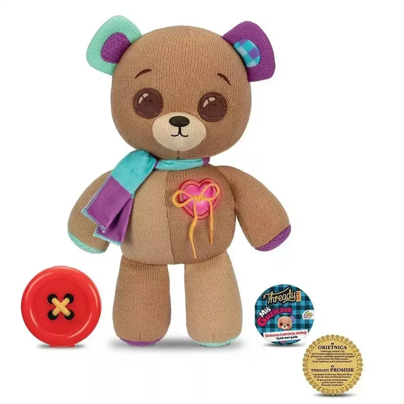 Interaktyvus pliušinis talismanas Cobi Thready Bear — judesiu aktyvuojamas žaislas su garsu ir jutikliais