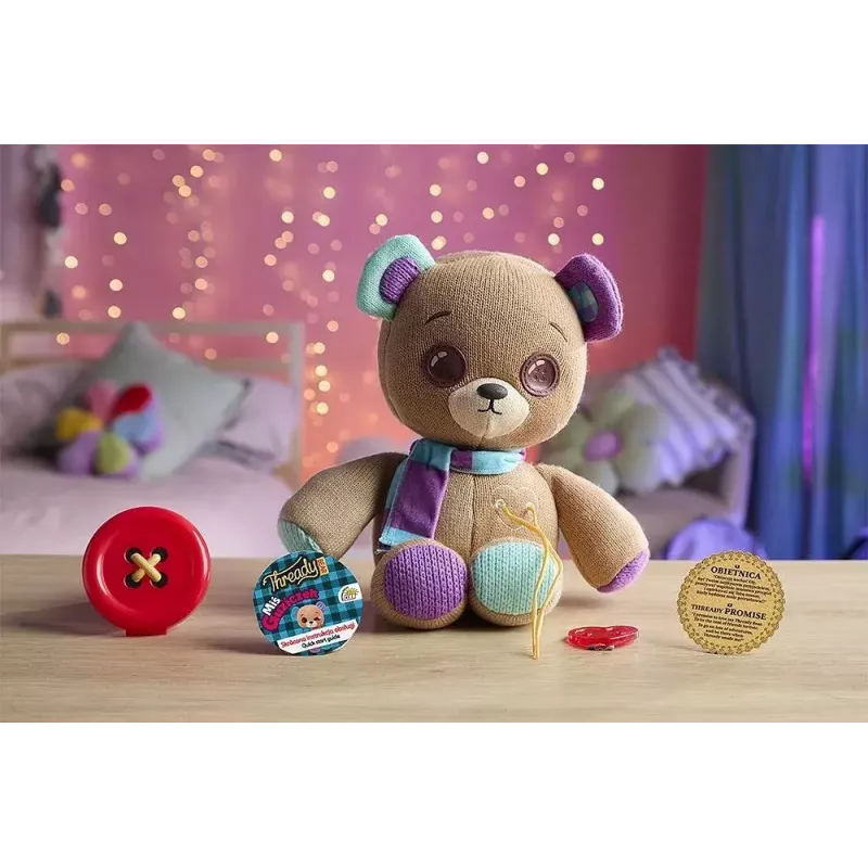 Interaktyvus pliušinis talismanas Cobi Thready Bear — judesiu aktyvuojamas žaislas su garsu ir jutikliais