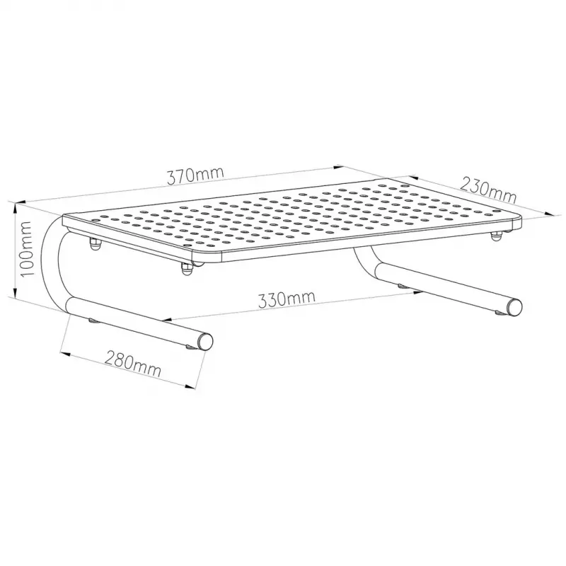 Nešiojamųjų kompiuterių ir monitorių stovas MACLEAN MC-948 13–32 colių ekranams, reguliuojamas aukštis ir kampas, juodas, 370×235×100 mm, 20 kg talpa