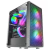 Mars Gaming MC-F Juoda, ATX Gaming Semitower, Pilnas grūdinto stiklo langas, Metalo tinklelio priekinė dalis, 4x 120mm ARGB ventiliatoriai