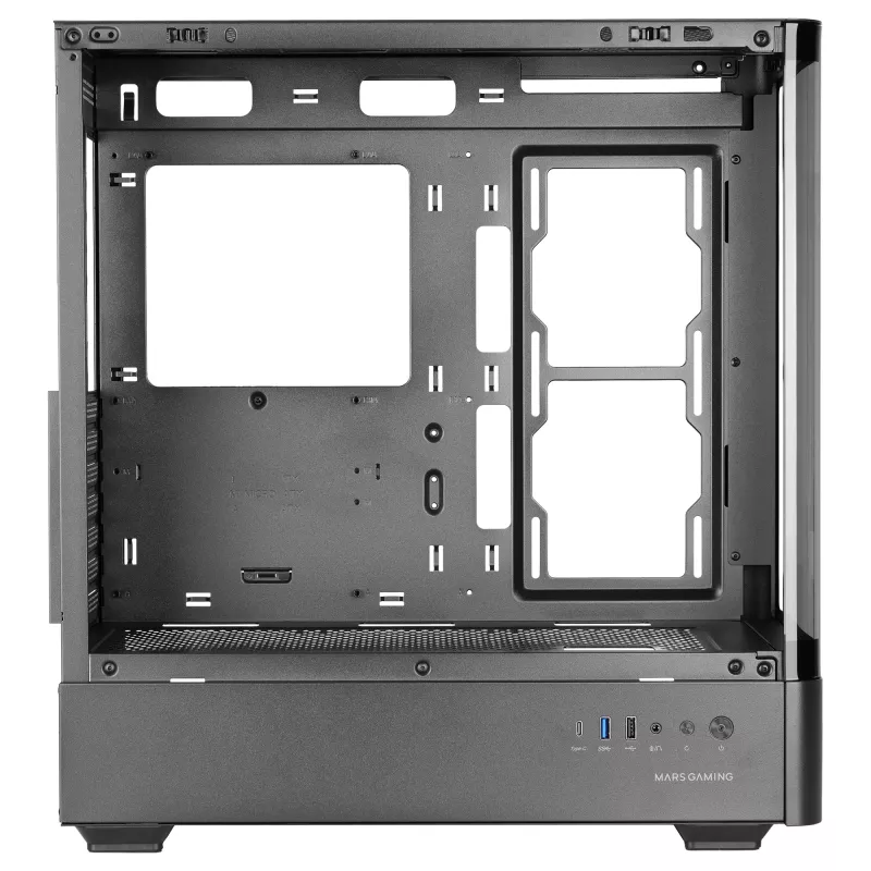 PC korpusas TACENS Mars Gaming MCLCDPRO Midi Tower — juodas, IPS 7,2 col. ekranas, apačioje montuojamas PSU, ATX/Micro‑ATX/Mini‑ITX palaikymas
