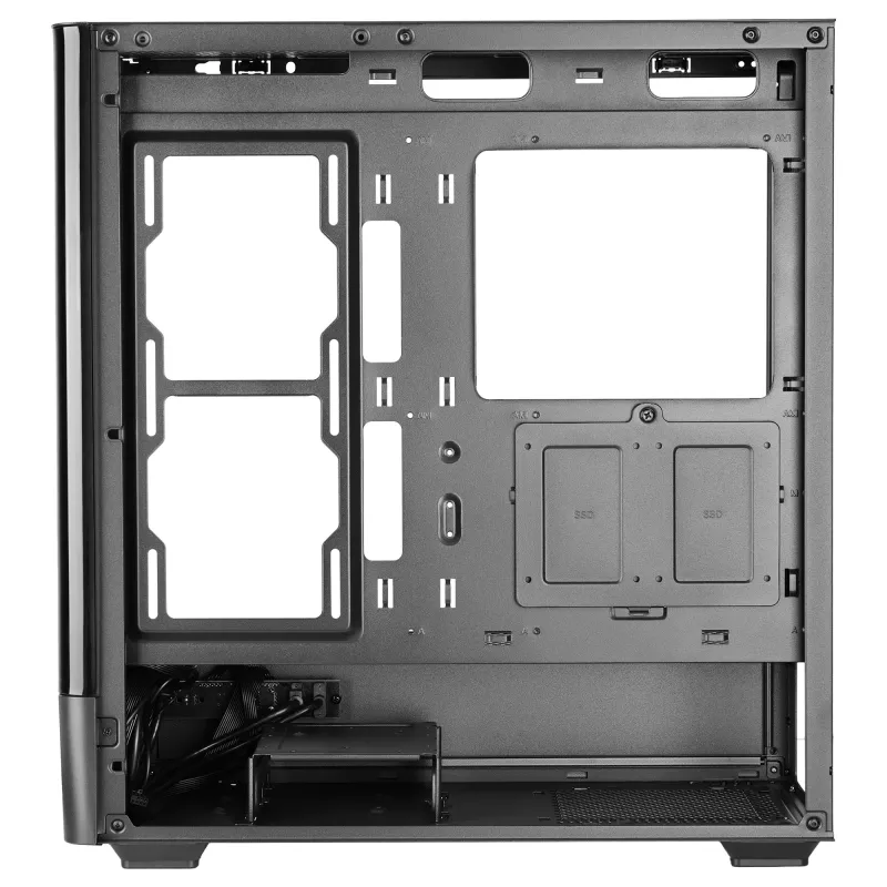 PC korpusas TACENS Mars Gaming MCLCDPRO Midi Tower — juodas, IPS 7,2 col. ekranas, apačioje montuojamas PSU, ATX/Micro‑ATX/Mini‑ITX palaikymas