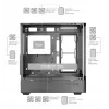 PC korpusas TACENS Mars Gaming MCLCDPRO Midi Tower — juodas, IPS 7,2 col. ekranas, apačioje montuojamas PSU, ATX/Micro‑ATX/Mini‑ITX palaikymas