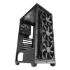 PC korpusas TACENS Mars Gaming MC-PMAX Midi Tower — ATX/Micro-ATX/Mini-ITX, 3x120 mm priekyje, 1x120 mm gale, 2x3,5 colio ir 2x2,5 colio lizdai, juodas