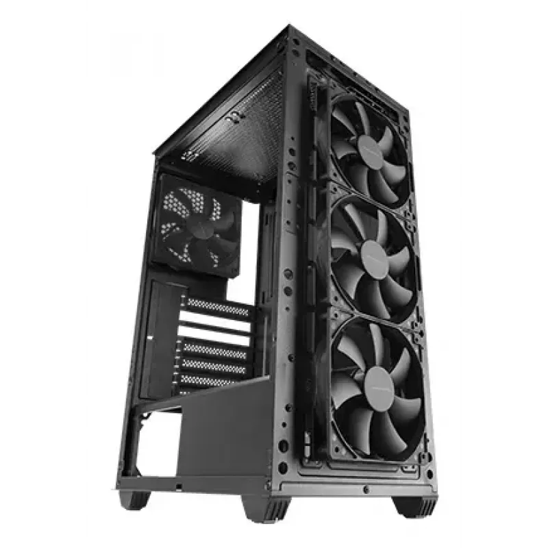 PC korpusas TACENS Mars Gaming MC-PMAX Midi Tower — ATX/Micro-ATX/Mini-ITX, 3x120 mm priekyje, 1x120 mm gale, 2x3,5 colio ir 2x2,5 colio lizdai, juodas